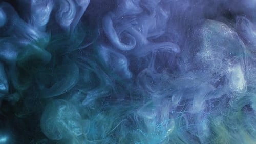 Fluid Splash Ink Water Paint Drop Blue Smoke Cloud