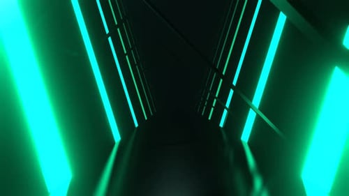 Turquoise And Red Neon Strobe Corridor With Asymmetrical Frames Background Vj Loop I 4K
