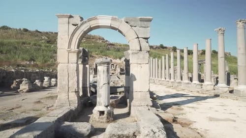 Scenic ruins of Perge (Perga) at Antalya Province, Turkey