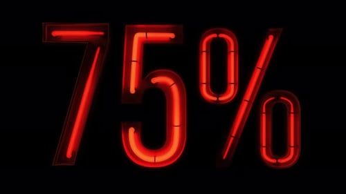Red Neon 75 Percent Flickering Number