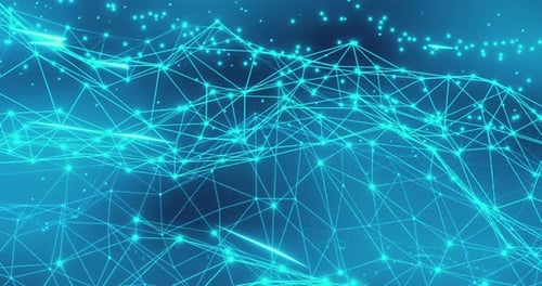 Abstract polygonal background, seamless video loop. Technology, science, communications concept.