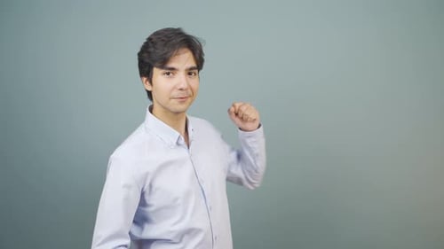 Happy man dancing.