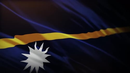 Nauru Flag Waving in Realistic Fabric Animation Loop