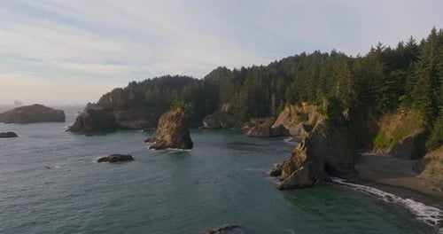 Breathtaking Aerial of Coastal Cliffs at Samuel H Boardman State Scenic Corridor