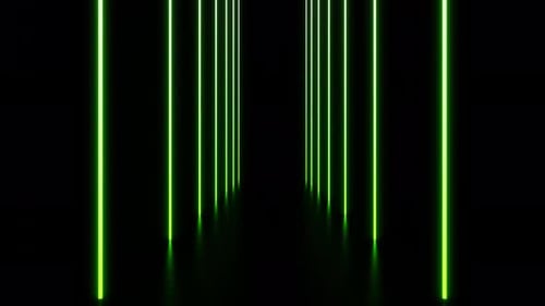 Abstract Green Neon Lines Tunnel Loop Animation Background