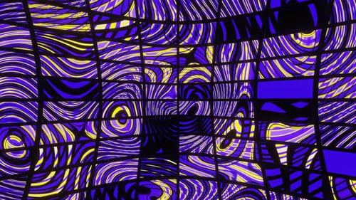Blue And Yellow Psychedelic Brick Background Vj Loop Animation In 4K