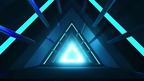 Neon Triangle Tunnel Abstract Background
