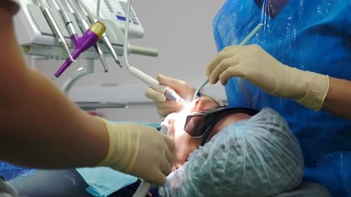 Dental Procedure with Professionals and Patient in Clinic