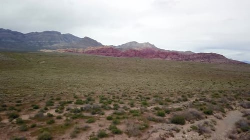 Aerial flying toward Red Rock Canyon in Nevada