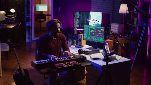 Artist Teaching Online Piano Lessons From His Home Studio