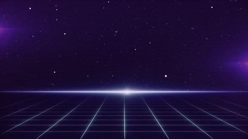 Retro Synthwave Grid Horizon Loop Background