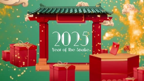 2025, année chinoise du serpent, vacances créatives, fond vert menthe