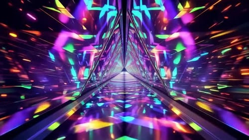 Abstract Neon Triangle Tunnel Loop 4K 3D VJ Motion Graphic F