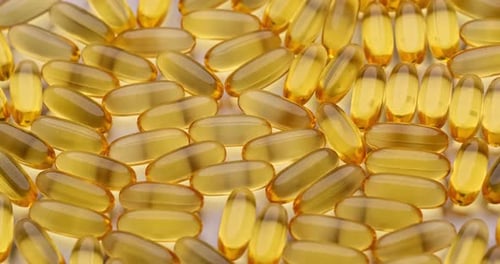 Omega 3 Fish Yellow Softgel Oil Pills Natural Supplement Background Healthy Lifestyle Concept