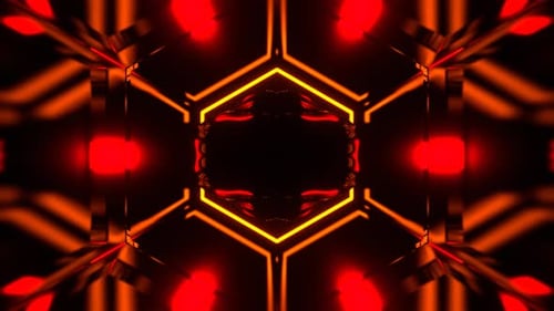 Rot-orangefarbener außerirdischer psychedelischer Neonkorridor-Hintergrund Vj Loop in 4K