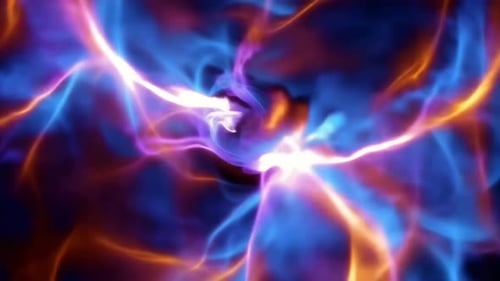 Abstrakte blaue und orange Plasmaenergieentladungsanimation