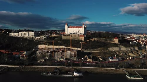 Historical Landmark of Bratislava Bratislava Castle on the Hill Sunset