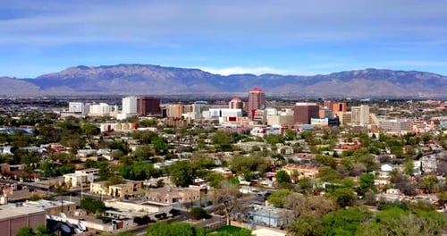 Hot Air Balloons Above New Mexico City Skyline by Aerial Drone Adventure