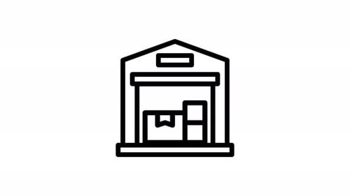 Minimalist Warehouse Icon Door Opening Animation
