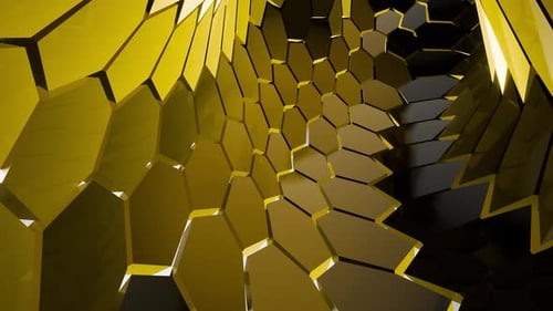 3D Animation of Hexagon Tunnel Futuristic Corridor in Loop
