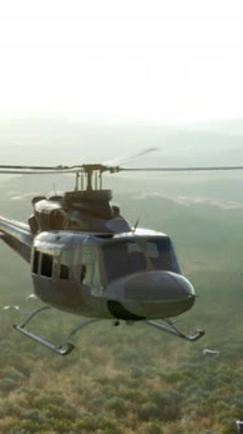 Slow Motion United States Military Helicopter in Vietnam