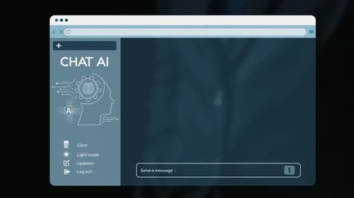 Digital interface showcasing chat AI functionality with user interactions and machine learning eleme