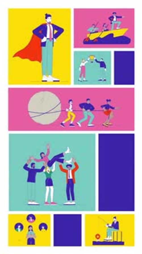 Animated Flat Design Illustrations of People and Business Concepts