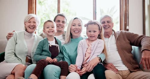 Happy Family Smiling Together at Home