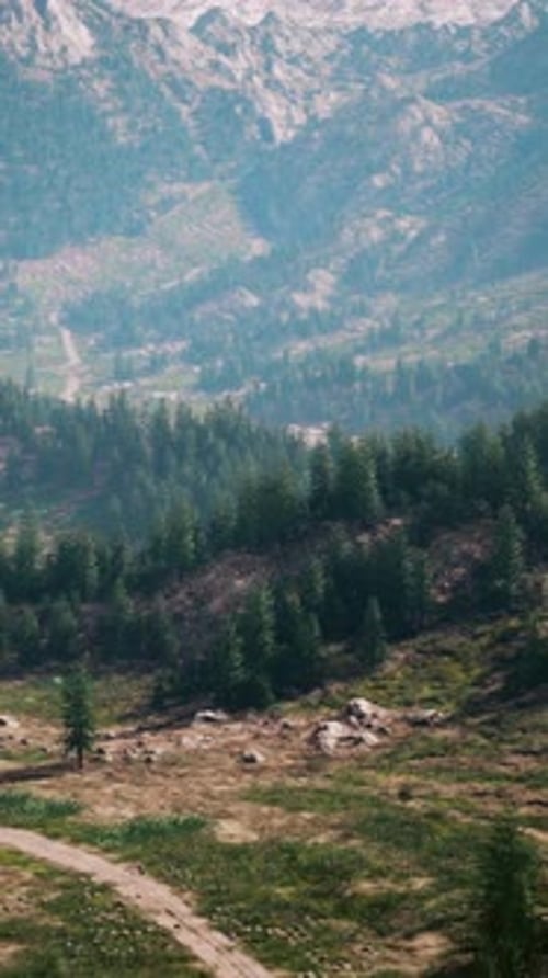 A Picturesque Mountain Valley with a Winding Road