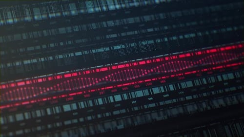 Charting dna patterns genetics in light green and red 4k animation