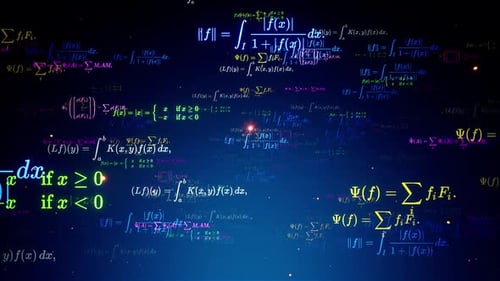 Floating Digital Mathematical Formulas Background Animation