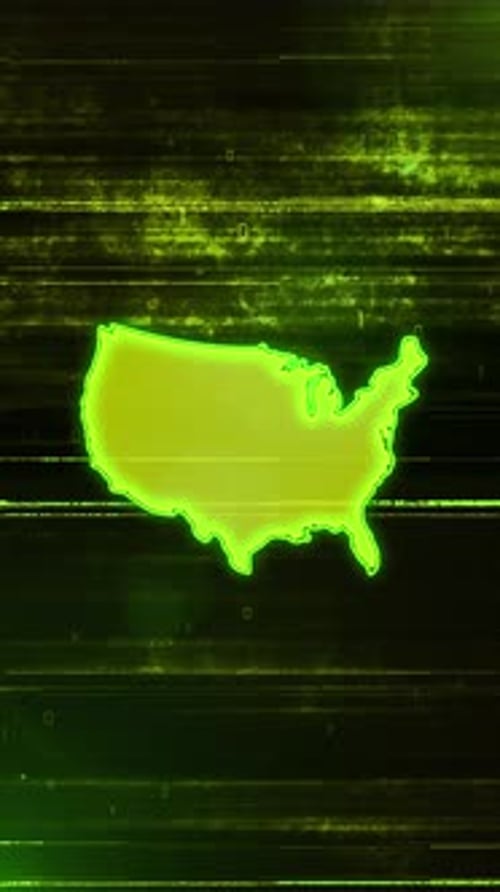 United States Of America Digital Futuristic Glitch Map