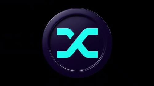Synthetix SNX coin 3d rotage 360 degrees in black bg Cryptocurrency token seemless loop