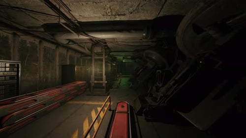 Grungy Industrial Sci-Fi Tunnel Environment Flythrough