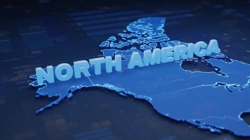 3D North America Map with Digital Data Hologram Display