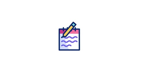 Flat Design Notepad with Pencil Writing Animation