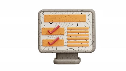 Rotating 3D Checklist Board Icon Animation