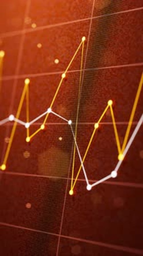 Seamless 3D loop of dynamic market and analytics charts.
