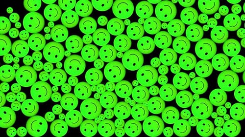 Abstract Fluid Green Smiley Faces Animated Background