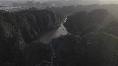 Aerial video The landscape of Ninh Binh in Northern Vietnam