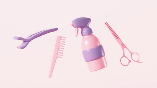Animated 3D Hair Styling Tools in Pastel Colors