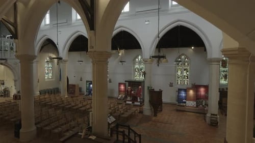 Interior view of British medieval cathedral in Wales beautiful architecture