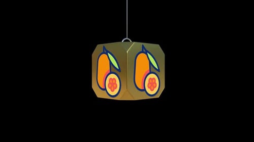 3D Golden Geometric Lantern Breaking Apart Animation