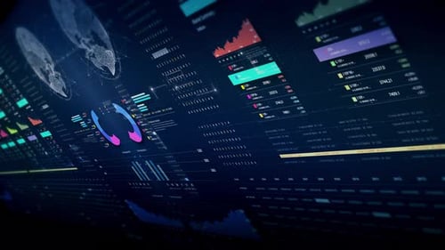 Futuristic Financial Data Display HUD Interface Animation