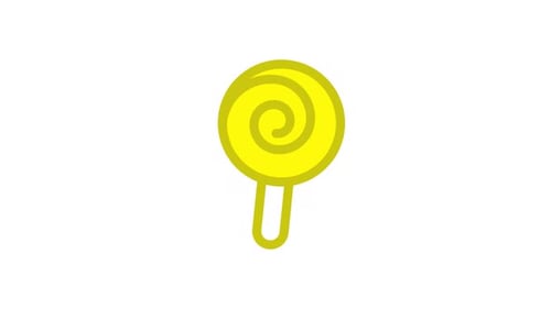 Animated Yellow Lollipop Icon Flat Design