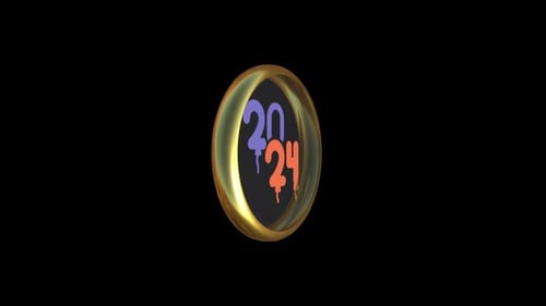 Golden Ring 2024 New Year Fluid Text Spinning Animation