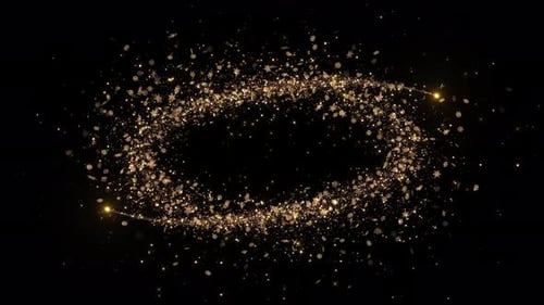 Goldfarbenes funkelndes Licht, kreisförmig, spiralförmig, mit funkelnden Partikeln, Blendeffekt, Weihnachten