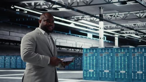 Cheerful Data Center System Administrator Reviews Code for Automation Scripts