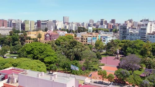 Capital City Skyline in Downtown Buenos Aires, Argentina - Aerial Establisher
