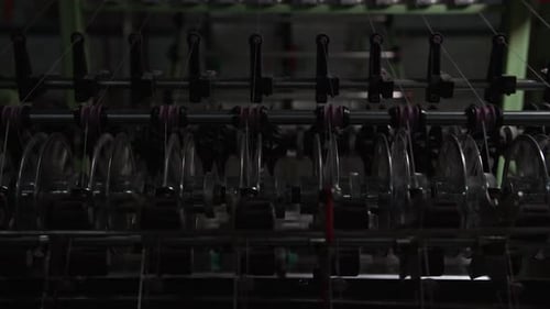 Close Up of Textile Machine in Slow Motion